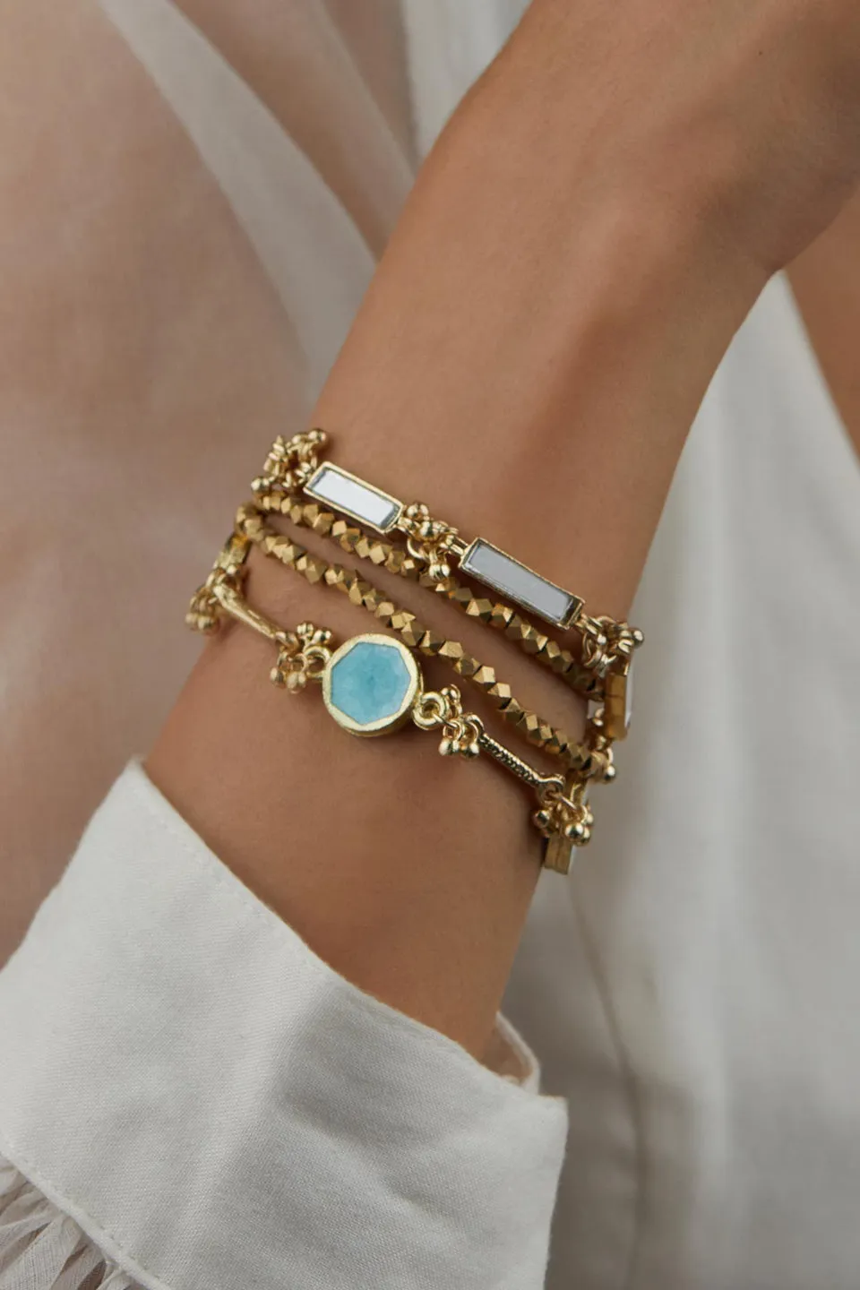 House of Tuhina Mirror Enamel bracciale oro smaltato