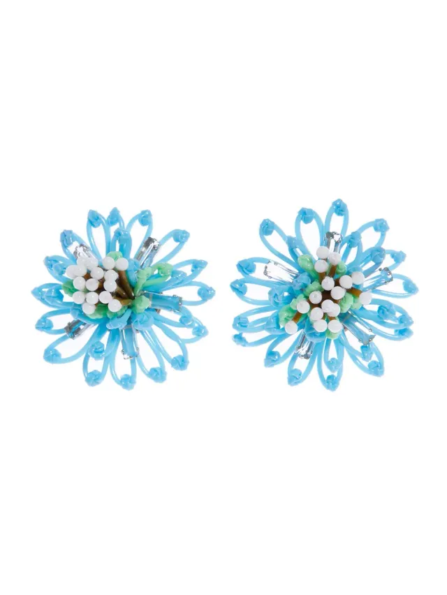 Rada Orecchini Fiore in Plastica orecchini clip turchese verde