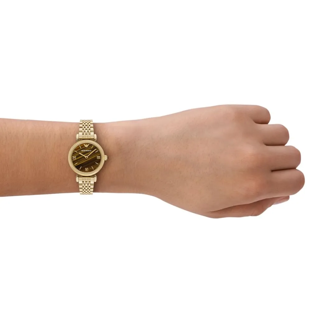 Emporio Armani Orologio Donna 28mm Tono Oro Marrone Chiaro Quarzo