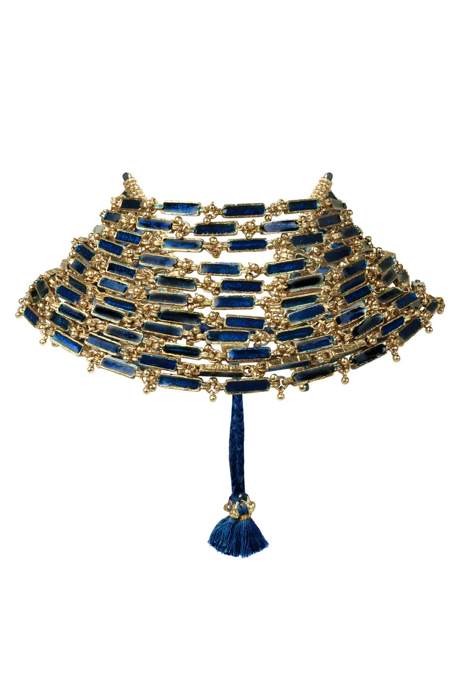 House of Tuhina Enamel Link Choker collana bordeaux smalto oro