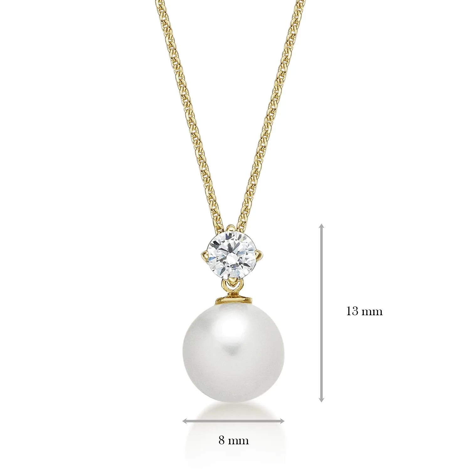 Diamond Treats Collana Perle Bianche 8-8.5mm Oro Giallo 9kt