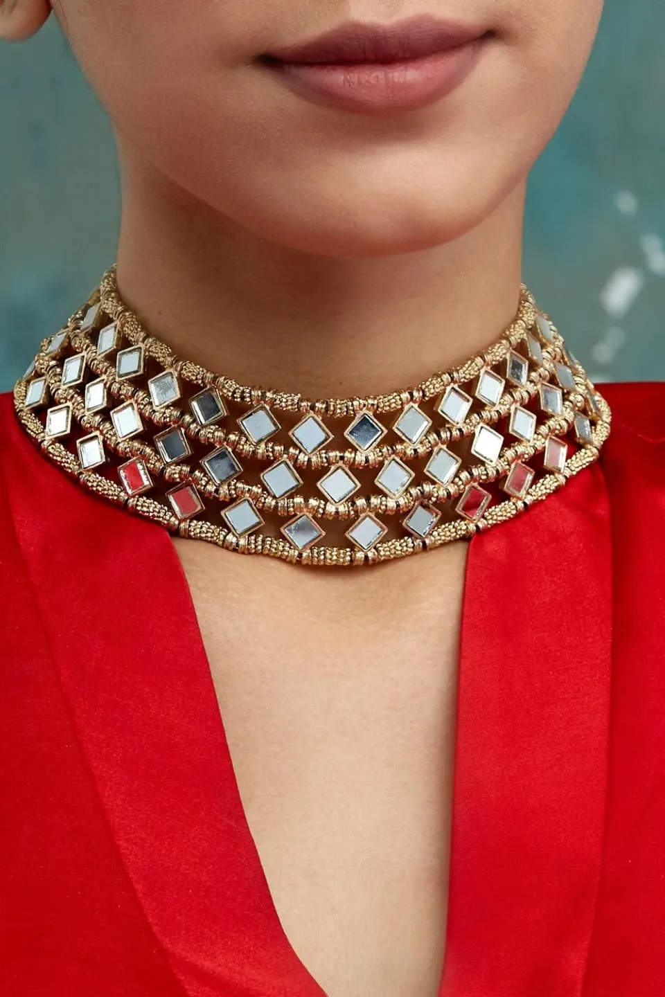 House of Tuhina Mirror Mumtaz choker oro specchi