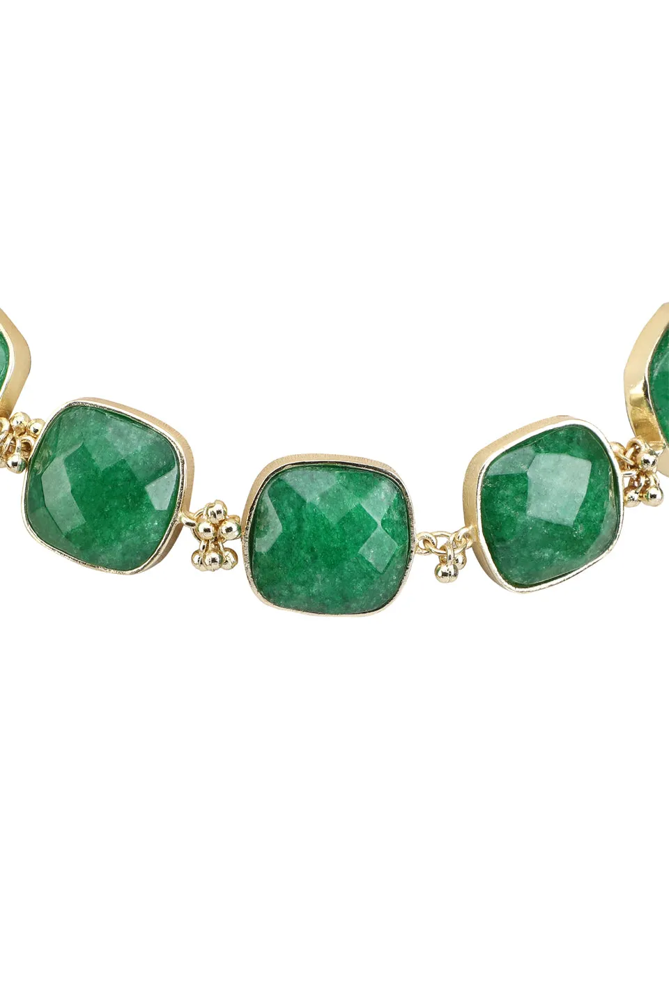 House of Tuhina Square Stone Collana Vetro Verde Foglia