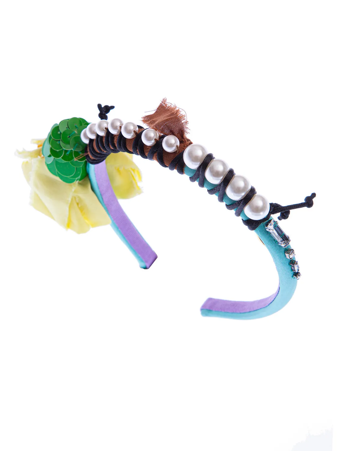 Rada Cerchietto Perle Fiore accessorio capelli rosa tessuto