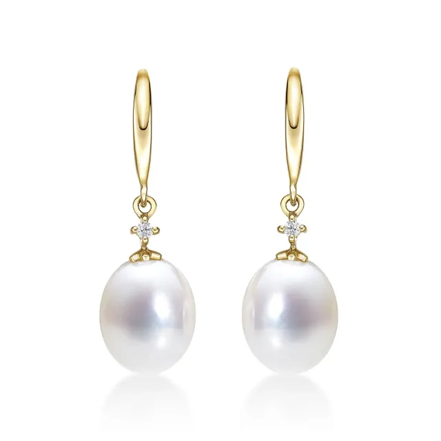 Diamond Treats Orecchini Pendenti Perle Oro Giallo 9K 8-8,5 mm
