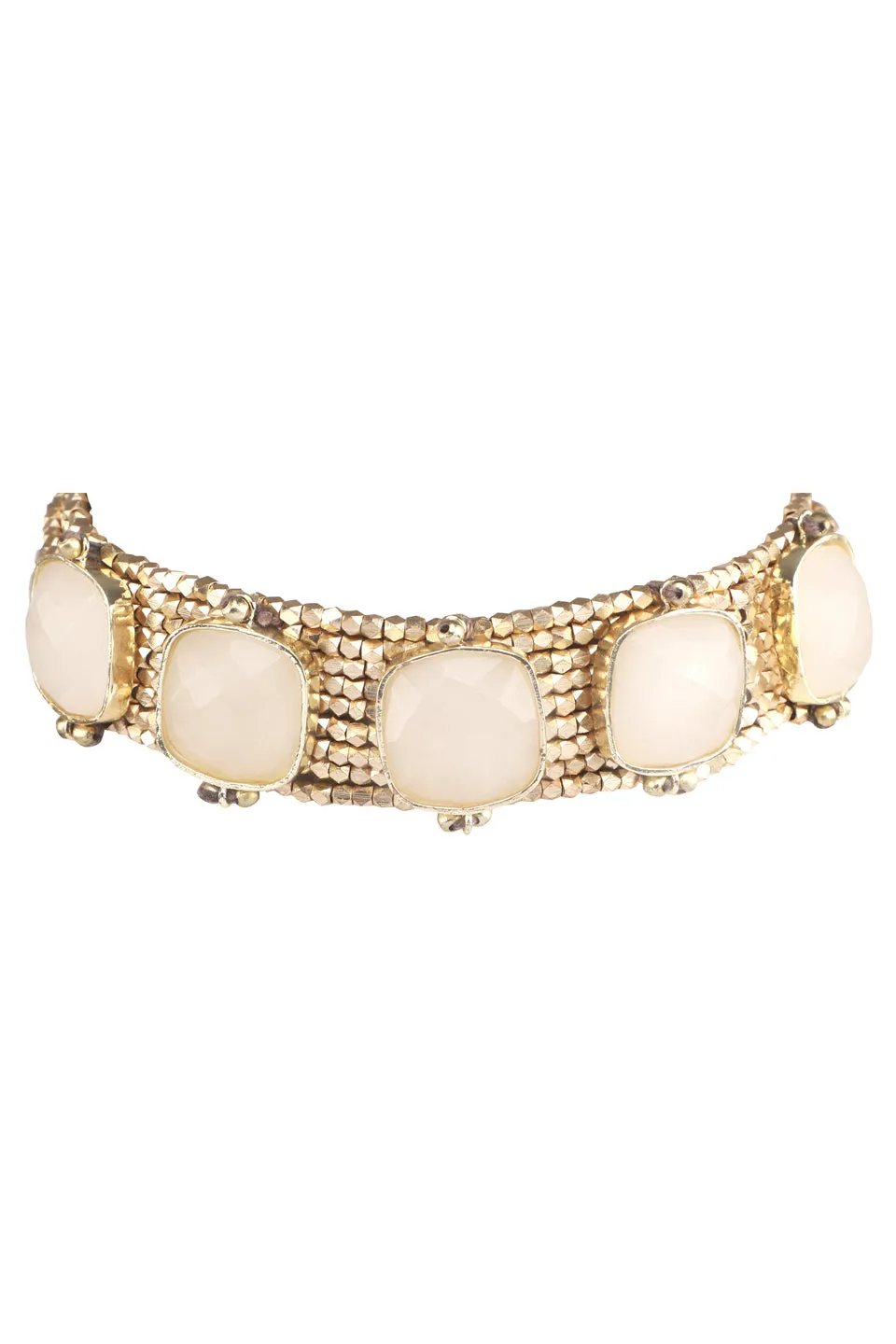 House of Tuhina Square Stone Bead girocollo oro pietra