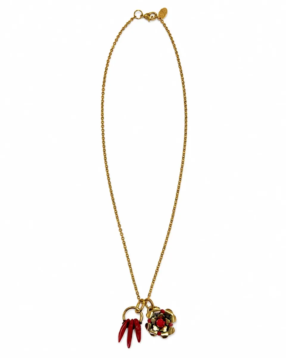 Radà Fiore e Coralli collana lunga corallo catena oro