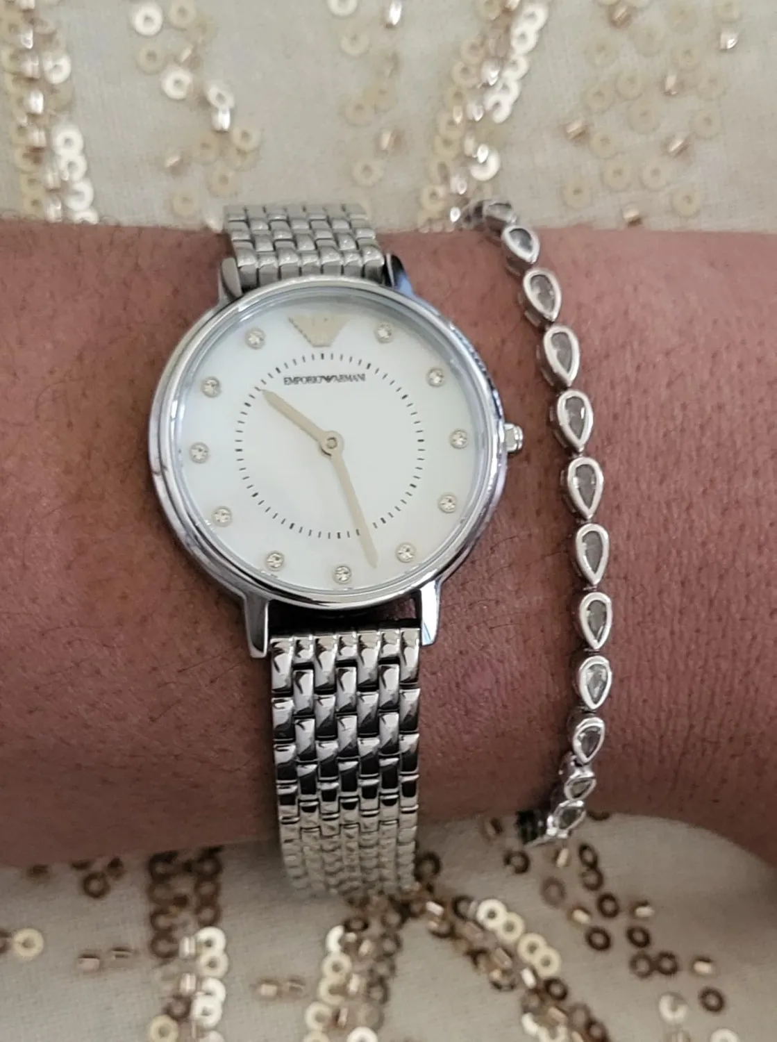 Emporio Armani Orologio Donna 28 mm Oro Rosa Argento Quarzo
