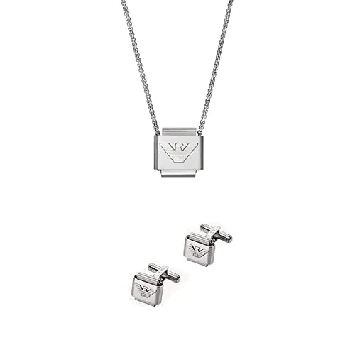 Emporio Armani EGS2915040 EGS2917040 set collana gemelli uomo argento