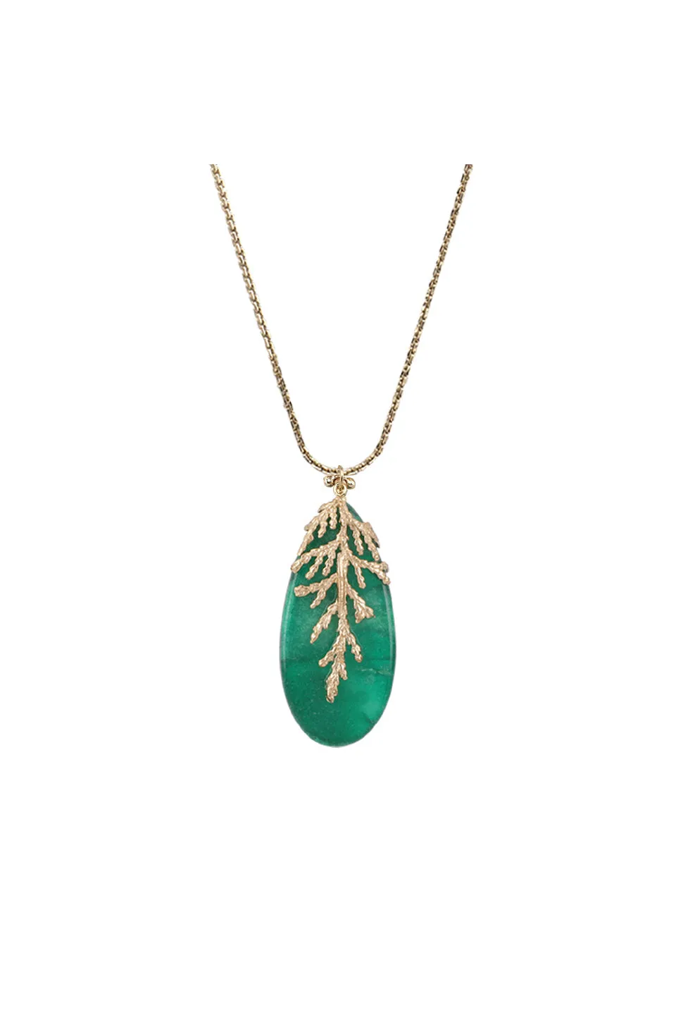 House of Tuhina Leaf Stone collana lunga verde foglia