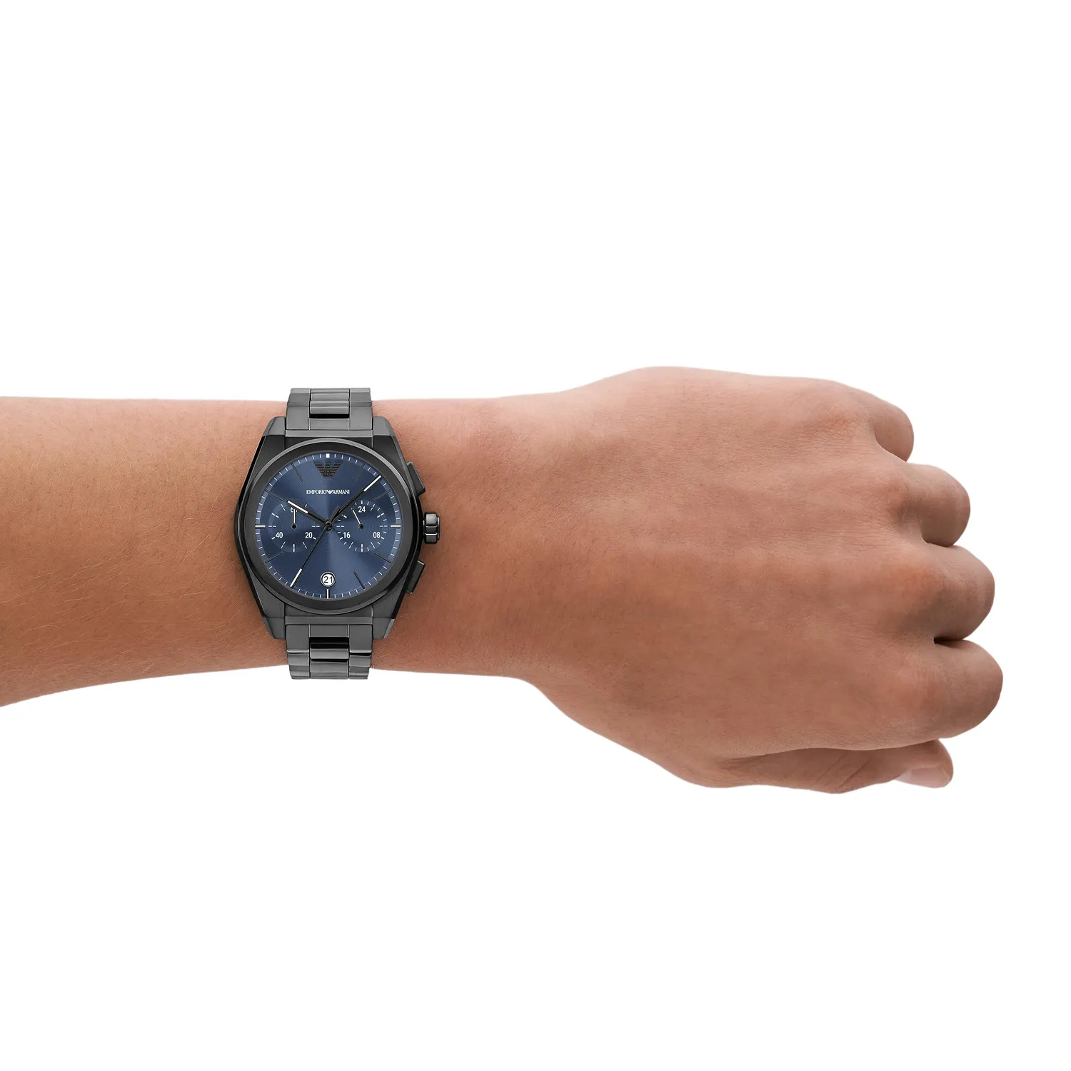 Emporio Armani Orologio Uomo Cronografo 43mm Acciaio Blu Grigio