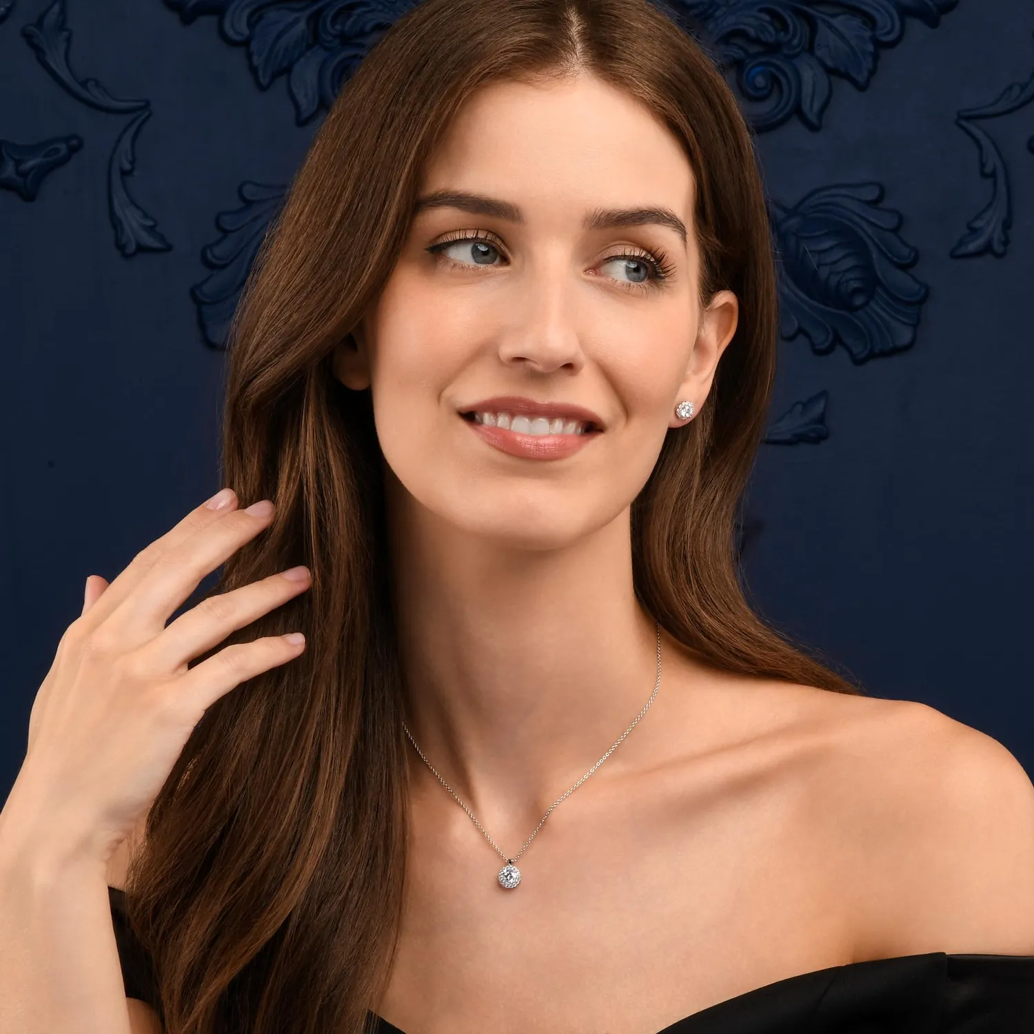 Diamond Treats orecchini lobo argento bianco pietra halo