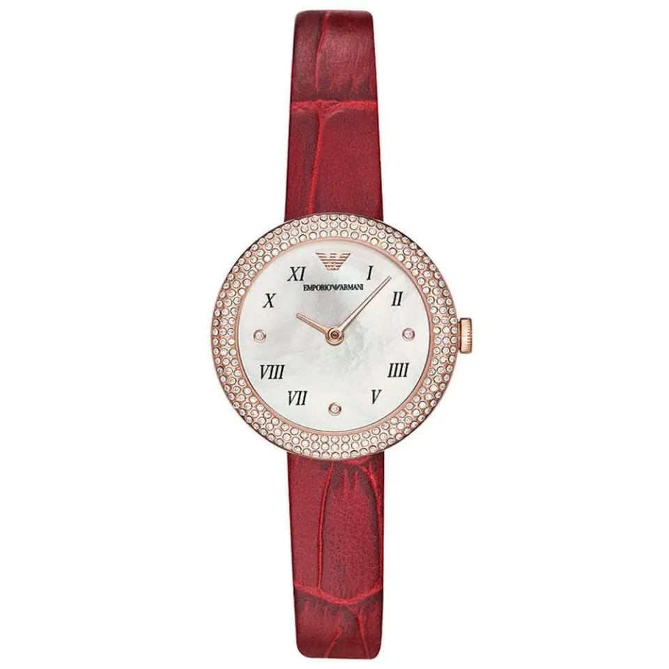 Emporio Armani AR11357 orologio donna madreperla pelle rossa 30 mm