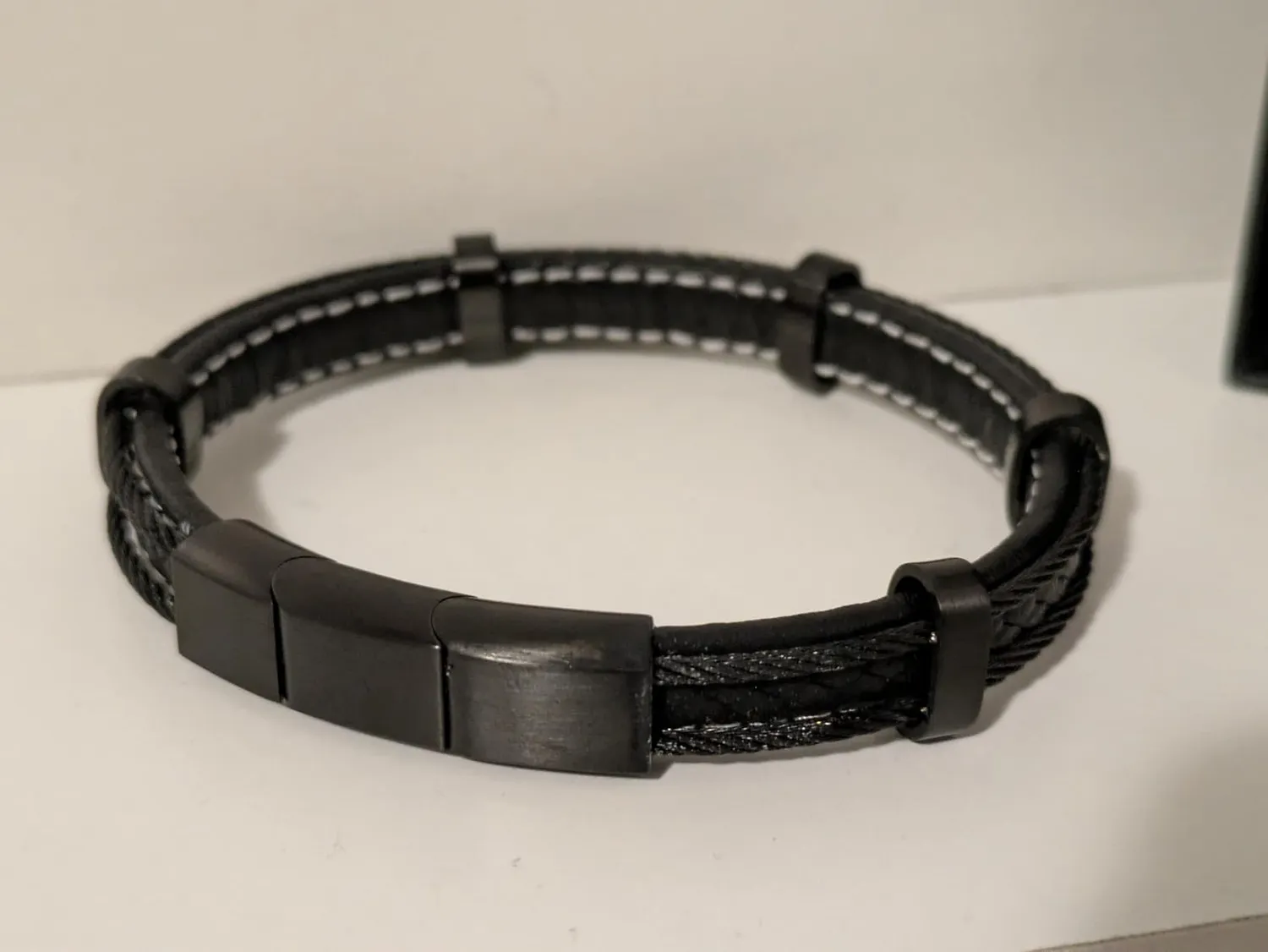 Dada Gioielli bracciale uomo acciaio pelle nero intrecciato