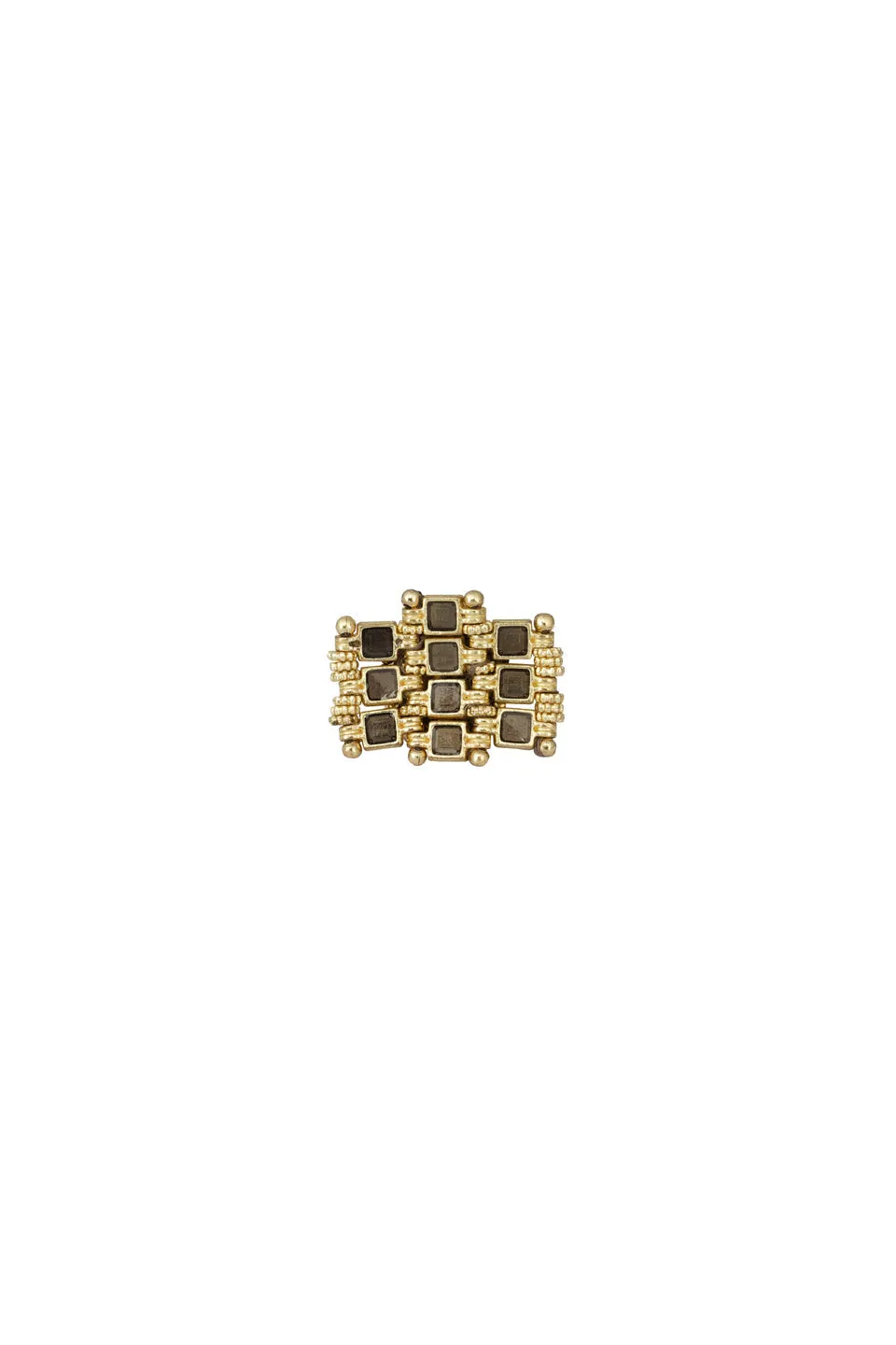 House of Tuhina Falak Anello Smalto Oro Nero Misura Unica