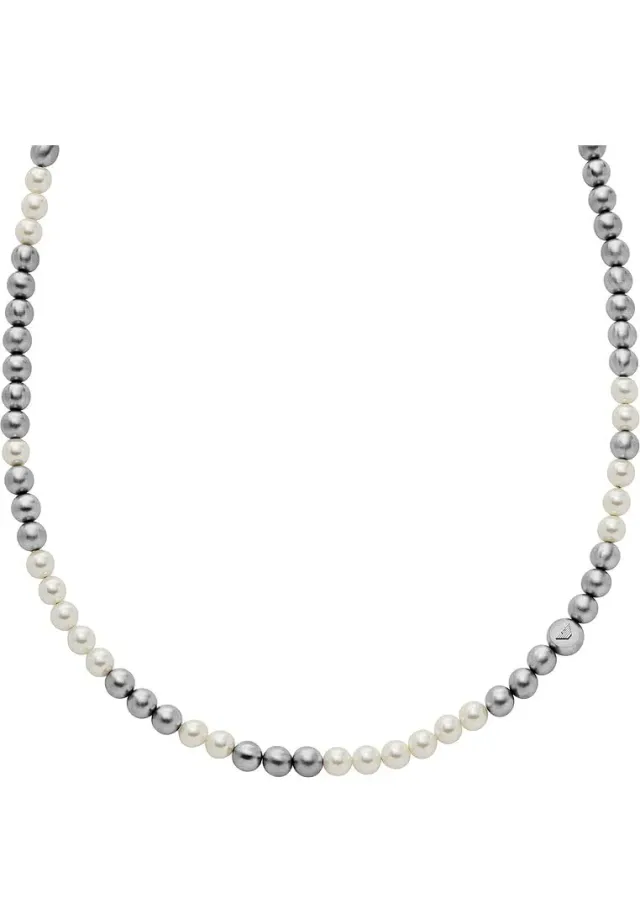 Emporio Armani Collana Uomo Perline Grigio Bianco Moschettone
