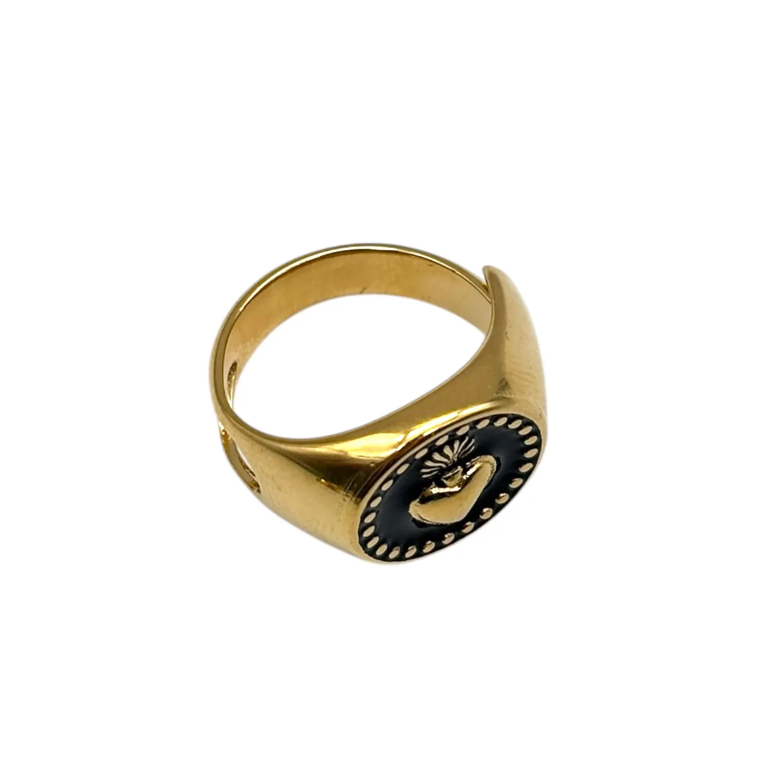 Ornamenta Sacro Cuore anello acciaio dorato regolabile