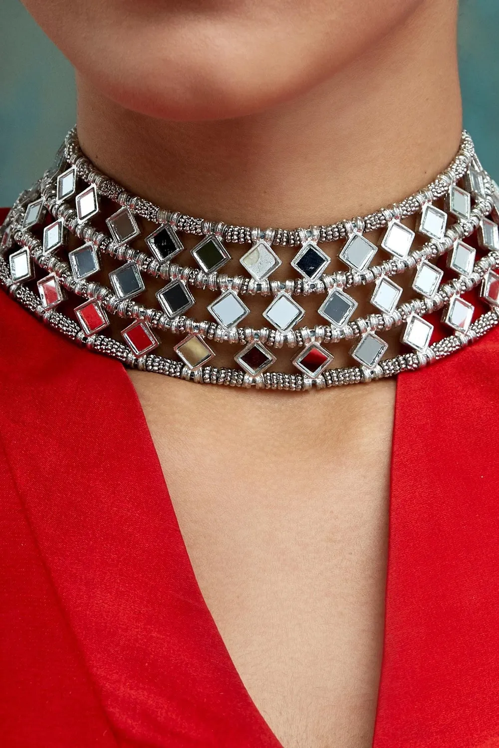 House of Tuhina Mirror Mumtaz choker oro specchi