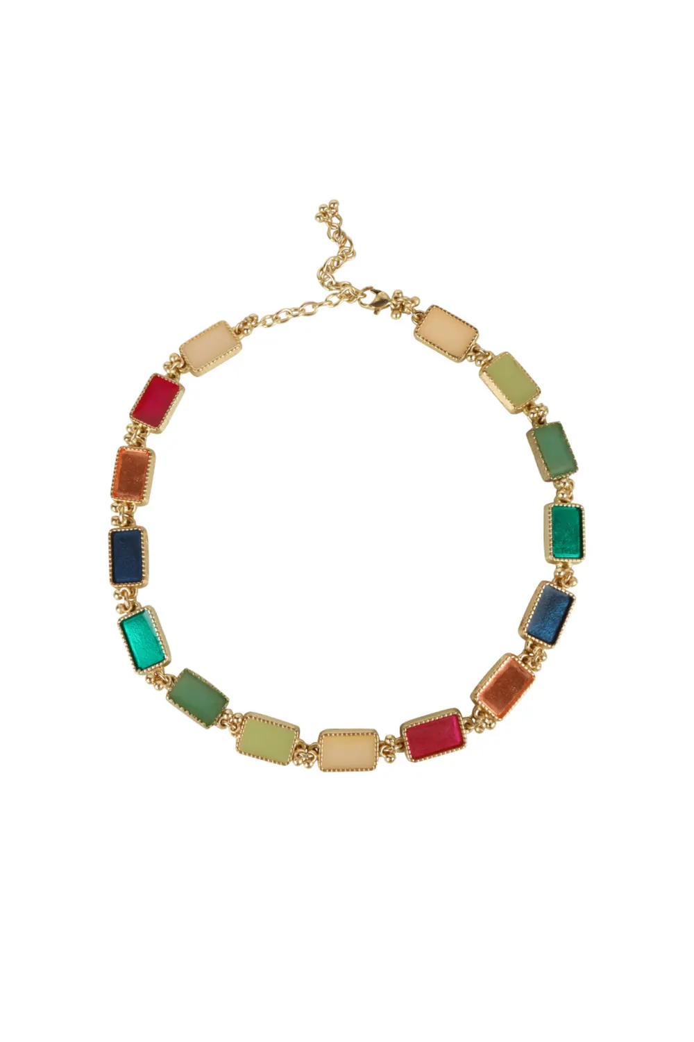 House of Tuhina Enamel Brick Choker collana turchese vetro