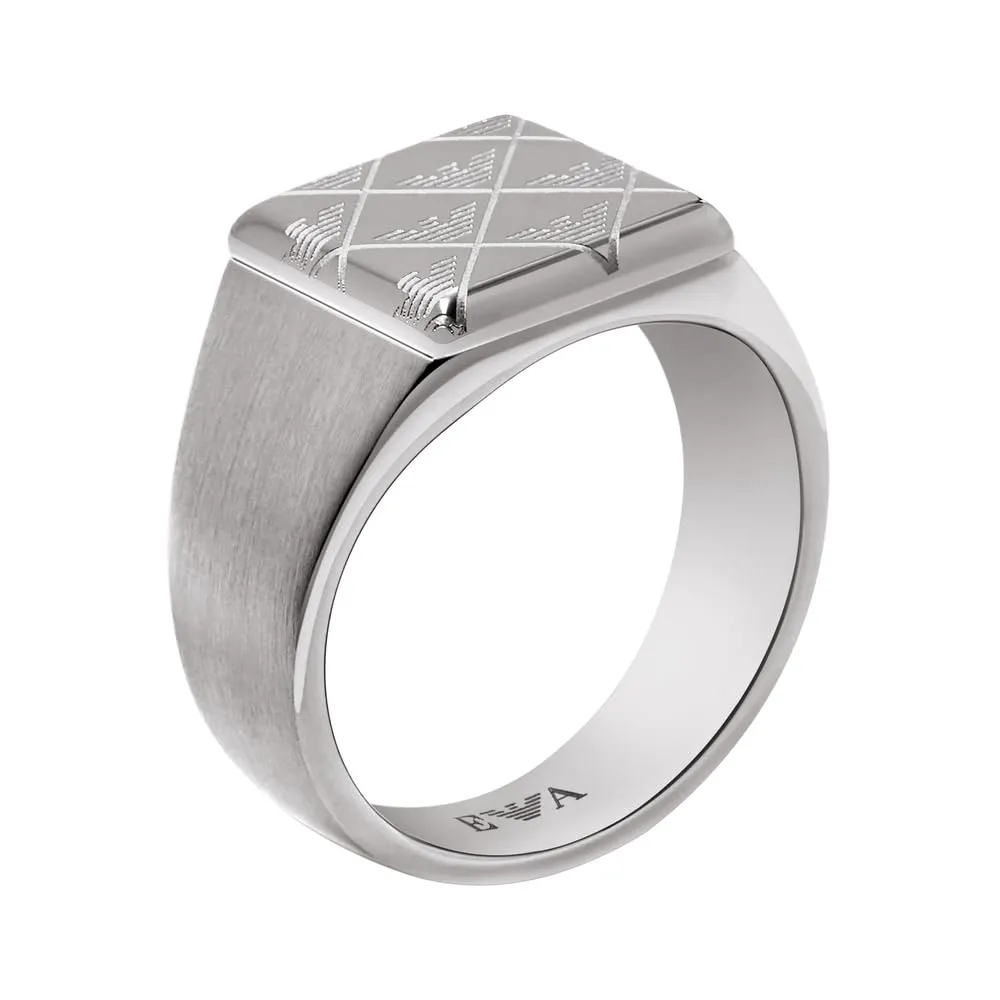 Emporio Armani Anello Uomo Sigillo Acciaio Misura 10