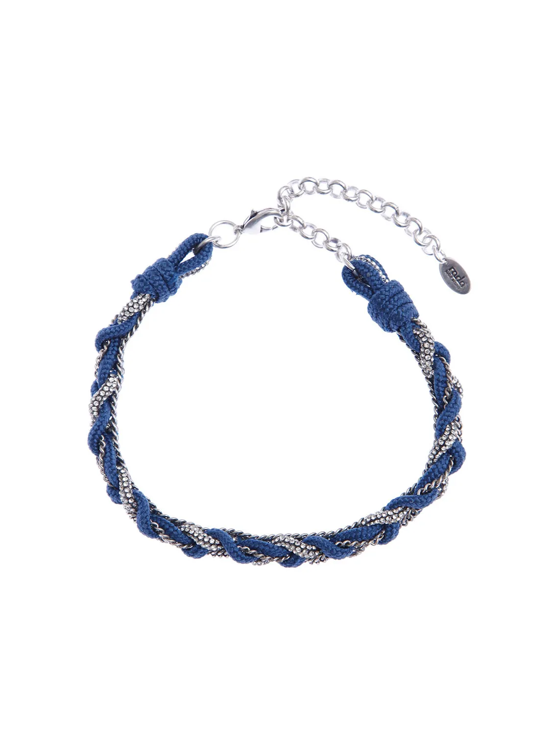 Rada Intreccio choker blu cordoncino e strass