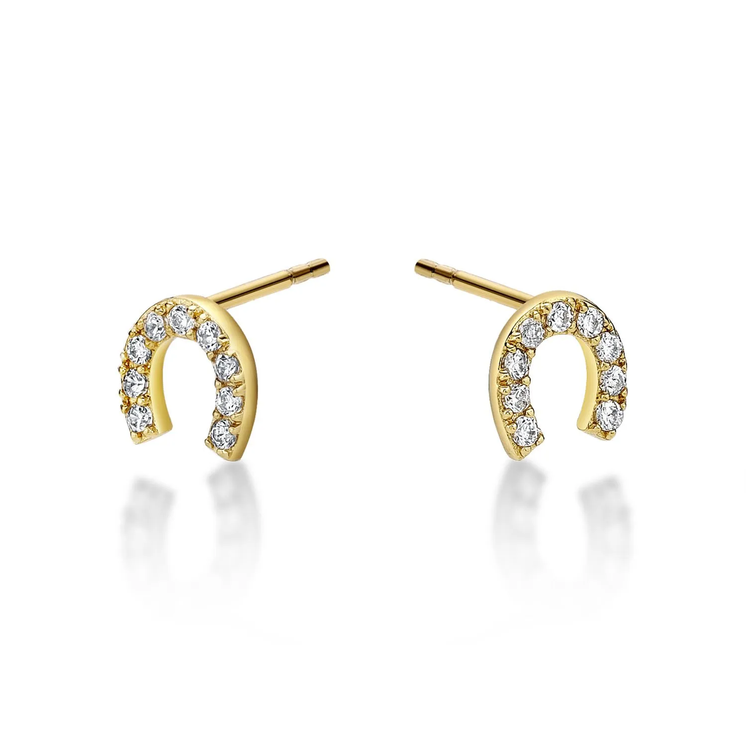 Diamond Treats Orecchini Ferro Cavallo Oro Zirconi Argento