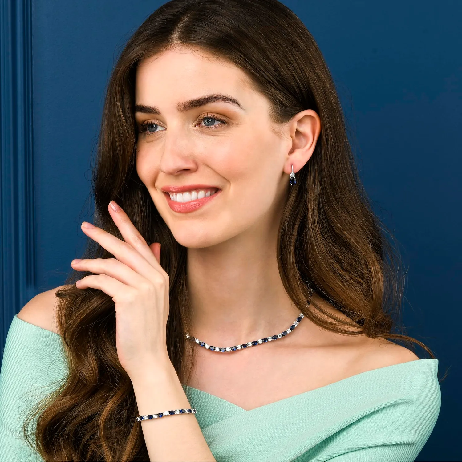 Diamond Treats collana tennis argento 925 pietre blu