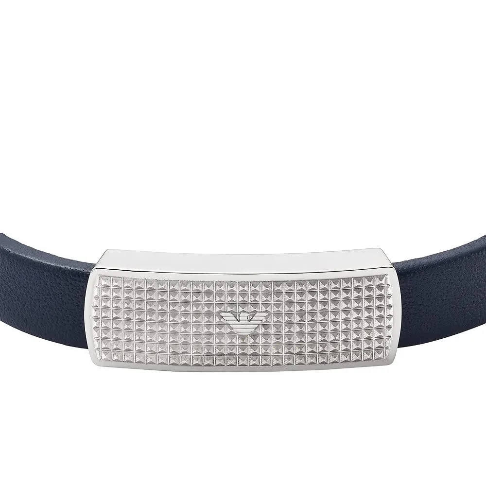 Emporio Armani Bracciale Uomo Pelle Blu Magnete
