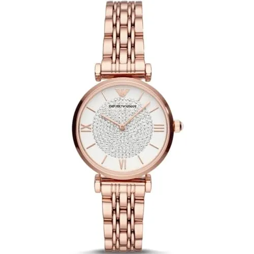Emporio Armani orologio donna oro rosa glitter bianco