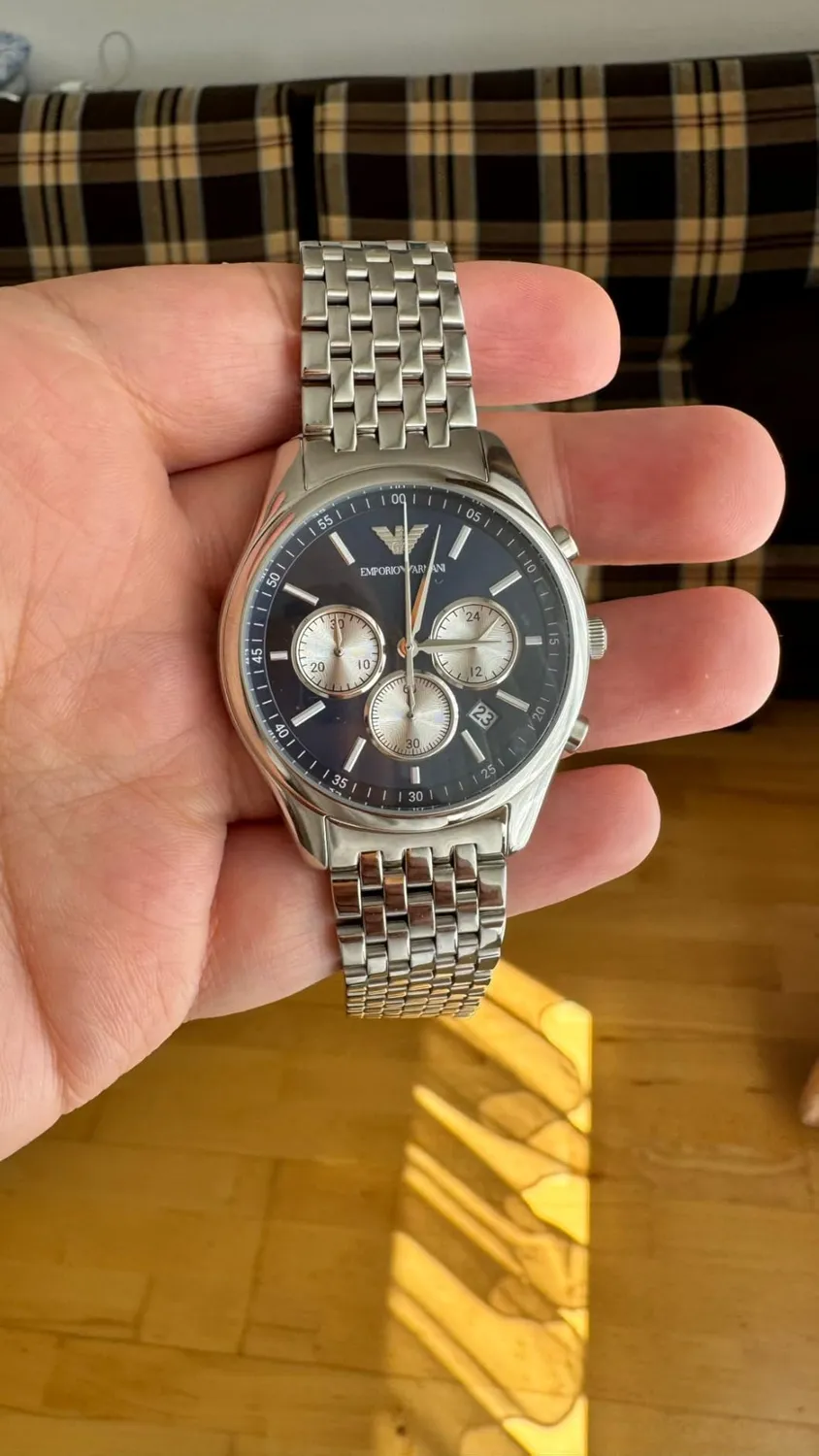 Emporio Armani orologio argento blu scuro uomo