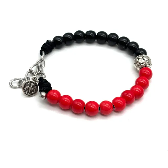 Ornamenta San Benedetto bracciale corda rosso nero regolabile