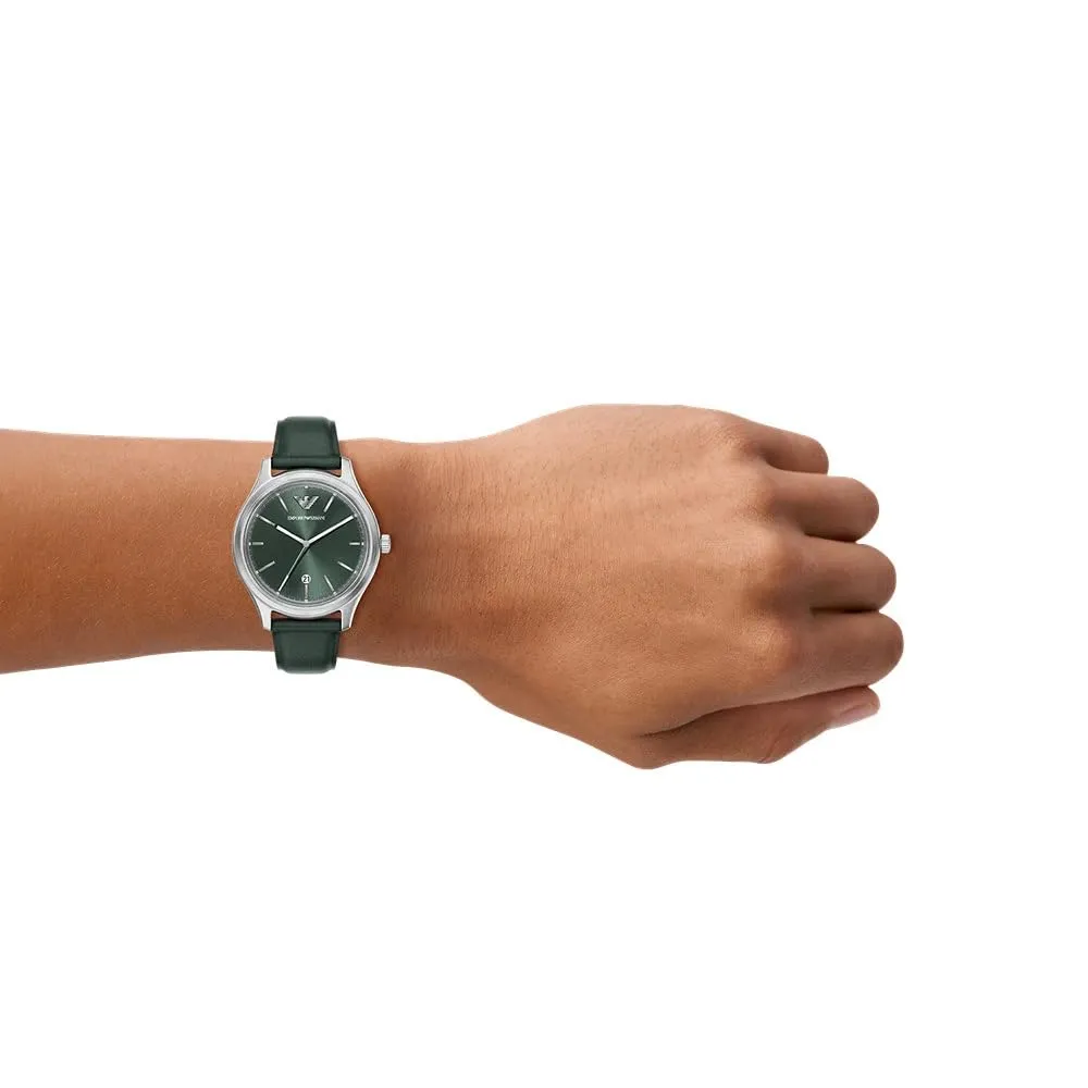Emporio Armani AR11749 orologio uomo 41 mm pelle verde datario
