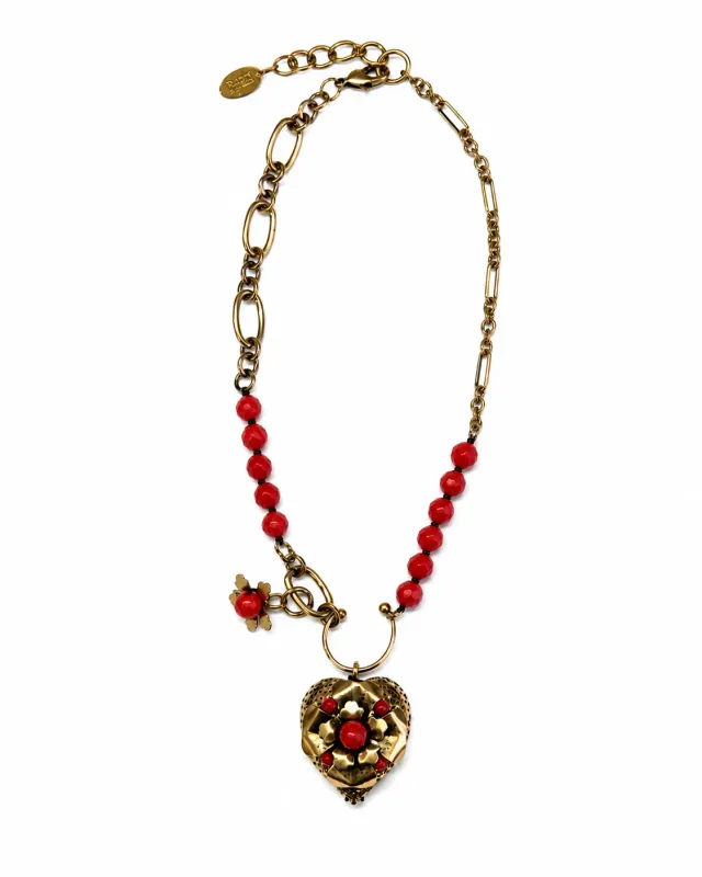 Rada Cuore Corallo collana perle rosse cuore