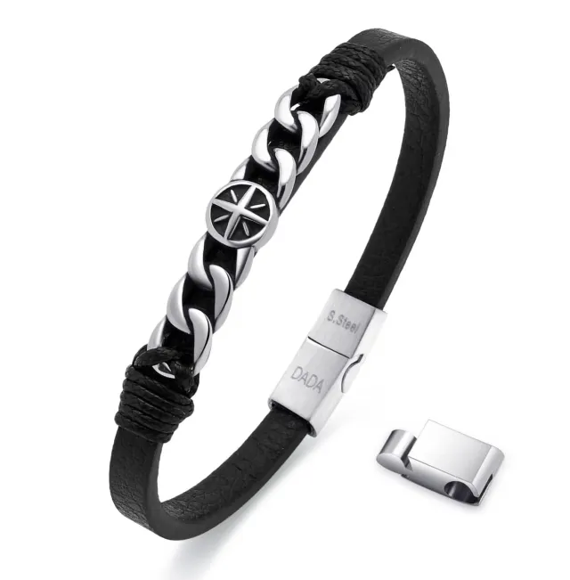 Dada Gioielli Bracciale Uomo Rosa Venti Pelle Acciaio