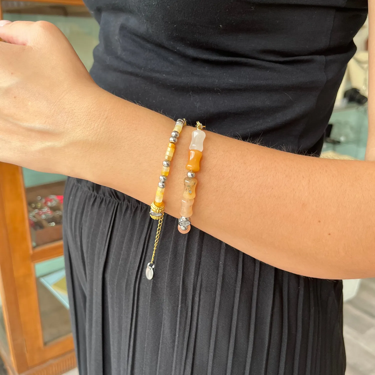 Ornamenta Fortis in Fide bracciale corniola e acciaio