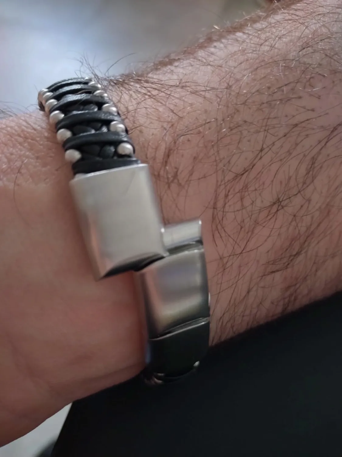 Dada Gioielli Bracciale Uomo Pelle Argento Satinato