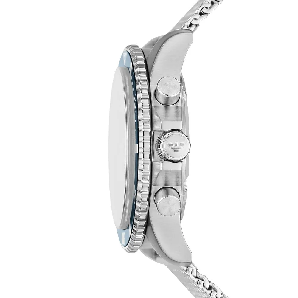 Emporio Armani Cronografo Uomo Argento Blu Solare