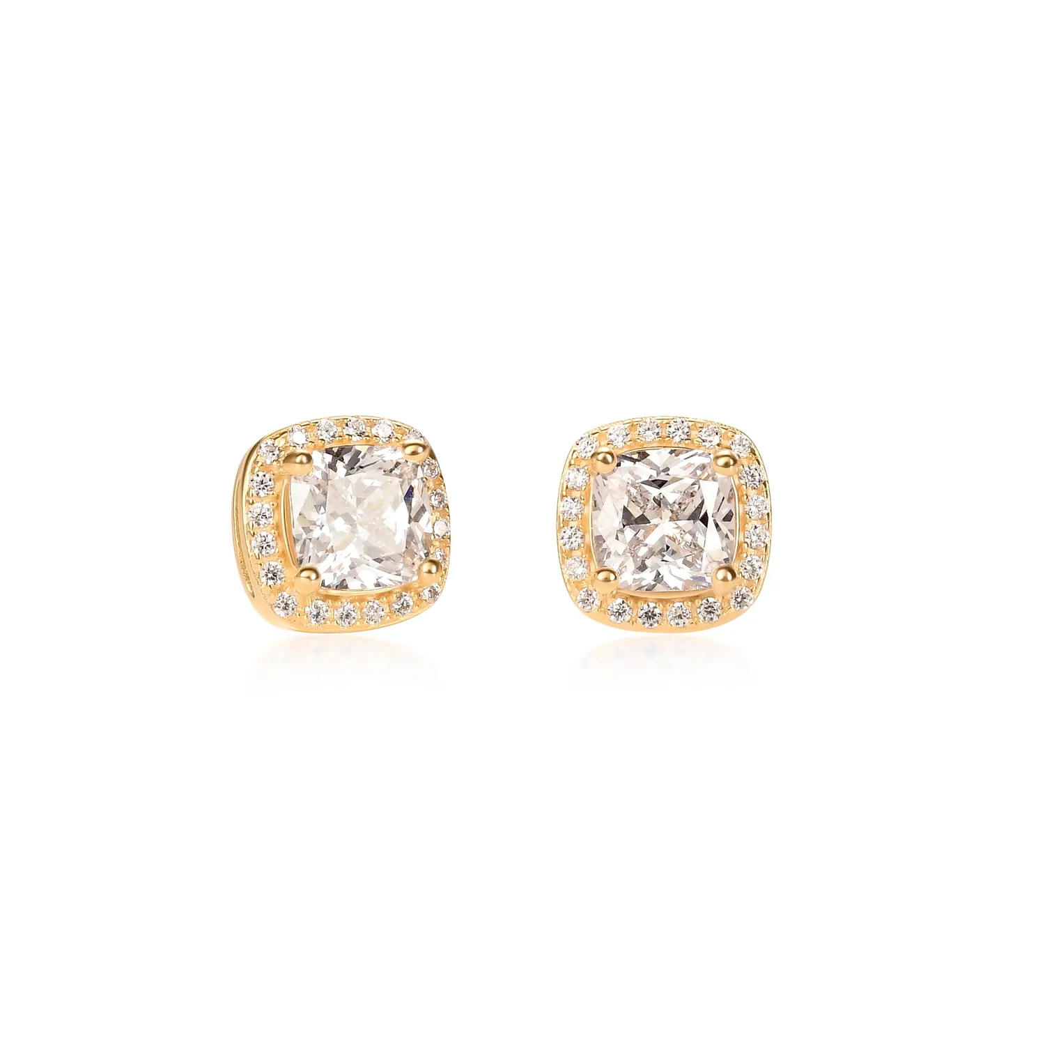 Diamond Treats Halo Cuscino orecchini bottone oro pietra verde