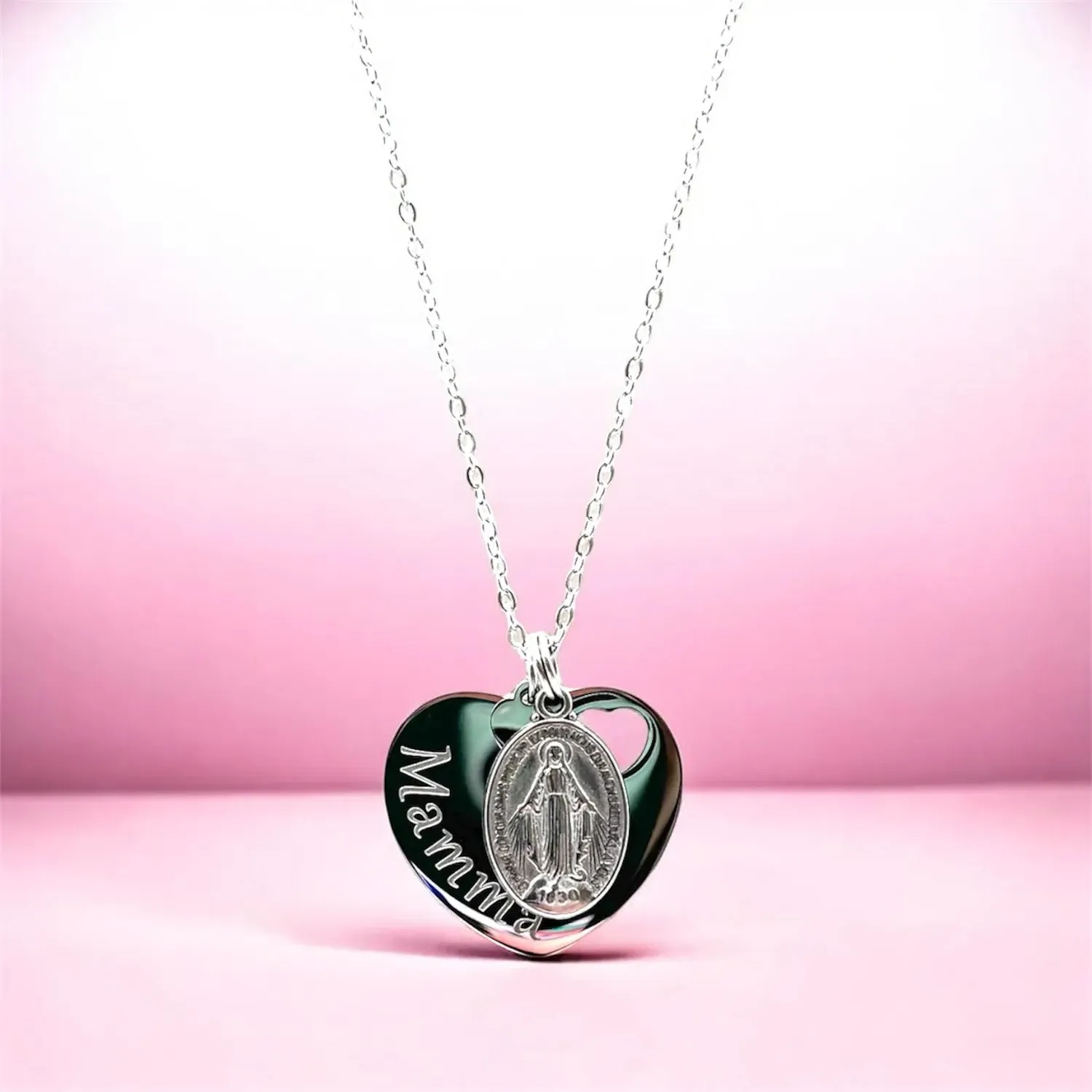 Ornamenta Collana Cuore Mamma acciaio 45-50 cm