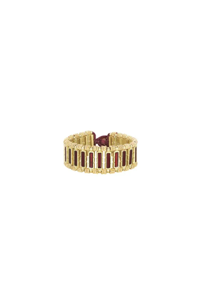 House of Tuhina Lalita bracciale bordeaux pietra naturale