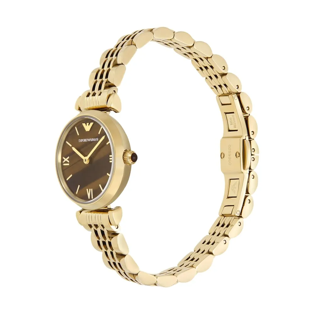 Emporio Armani Orologio Donna 28mm Tono Oro Marrone Chiaro Quarzo
