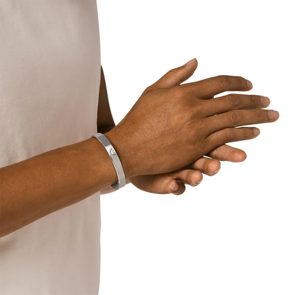 Emporio Armani Bracciale Bangle Aperto Uomo Argento Acciaio