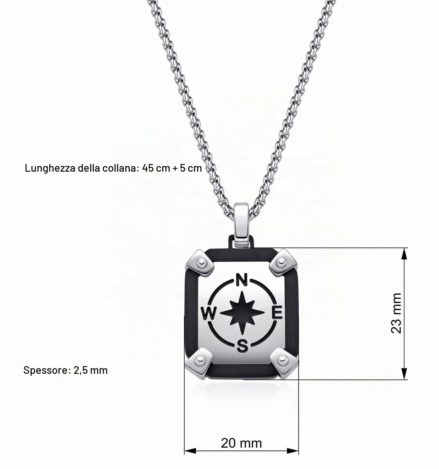 Dada Gioielli Rosa dei Venti collana uomo acciaio nera