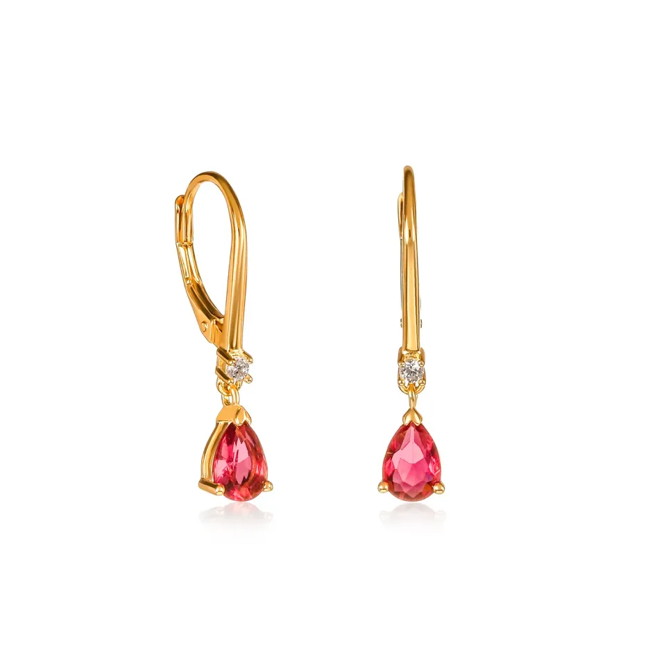 Diamond Treats orecchini pendenti oro pietra rossa donna