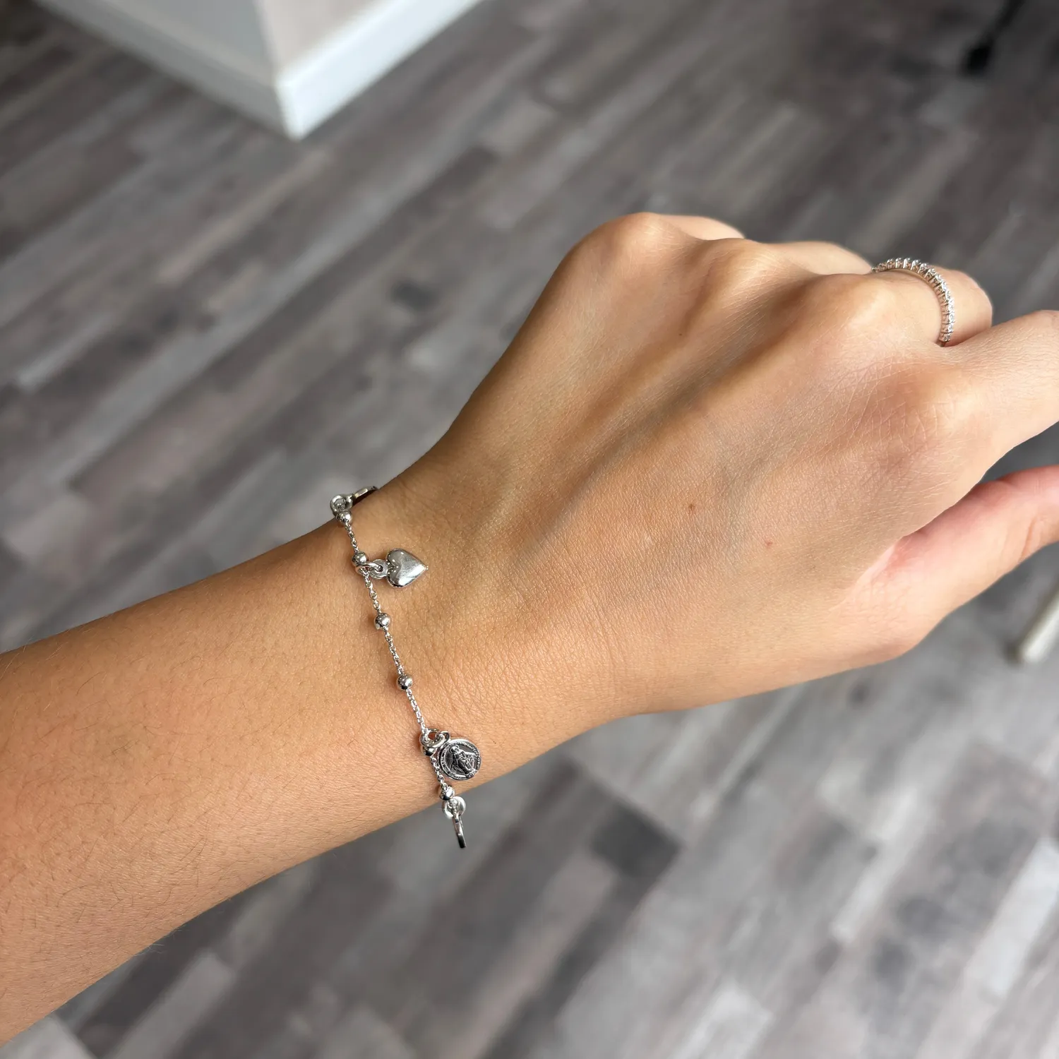 Ornamenta bracciale argento 925 Sacro Cuore 18 cm rodiato