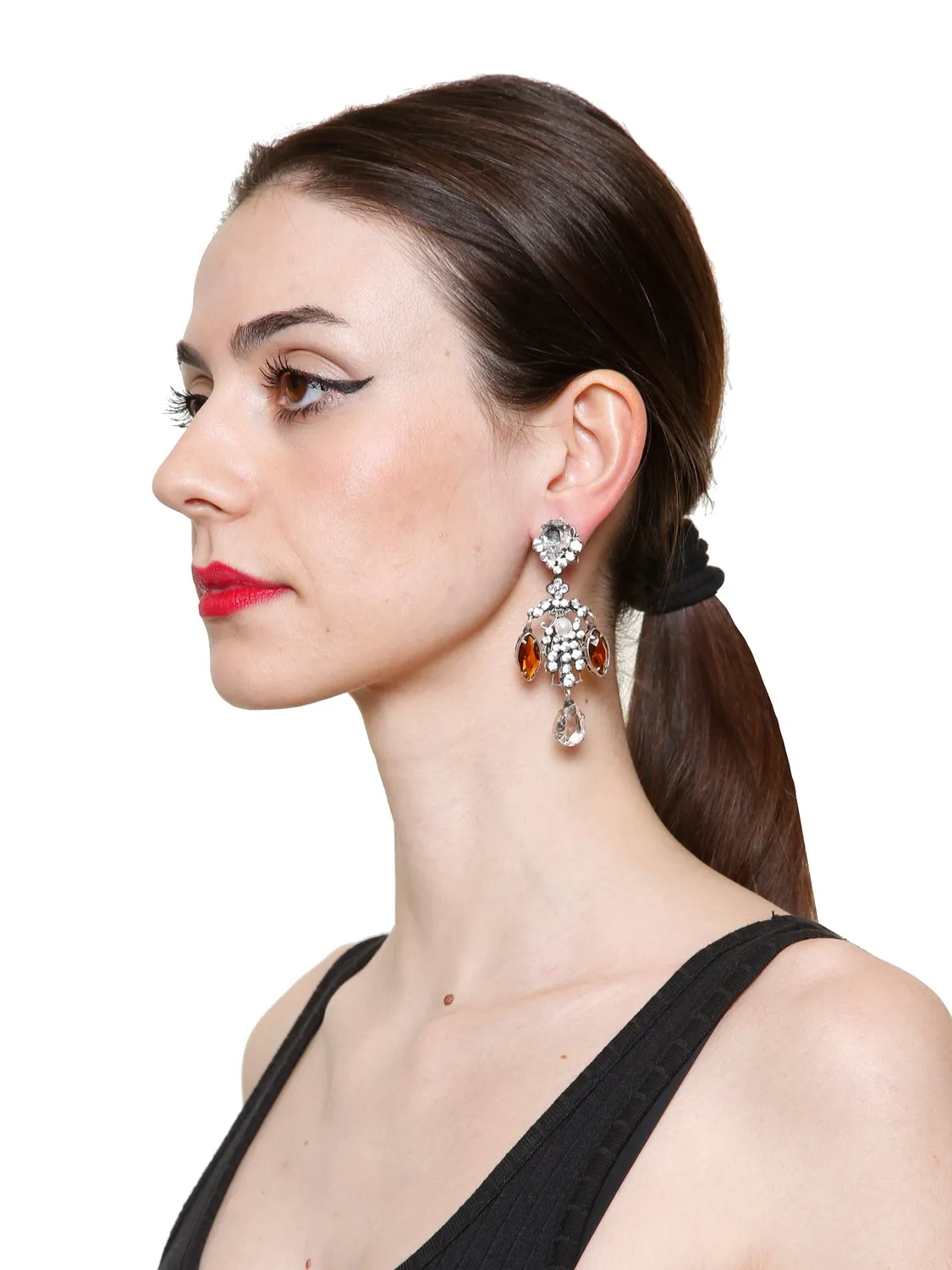 Rada Chandelier orecchini verde marrone clip