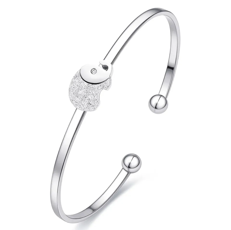 Dada Gioielli Portafortuna Bracciale Rigido Elefante Argento Acciaio