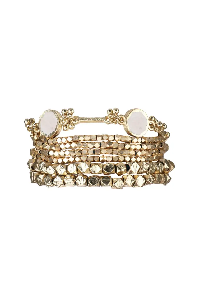House of Tuhina Enamel Multi Layer bracciale verde foglia smaltato