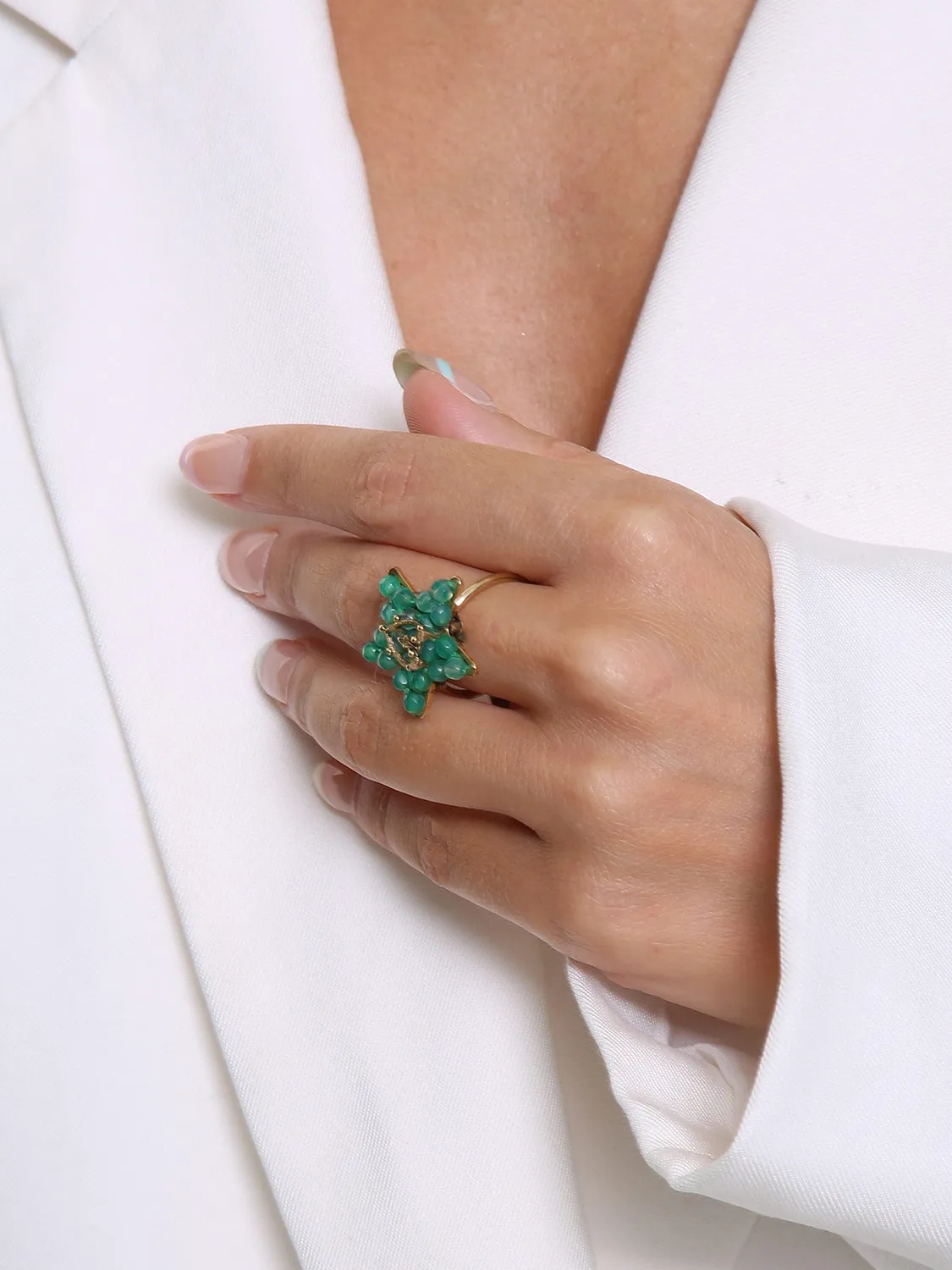 Rada Perline di Giada anello verde cuore