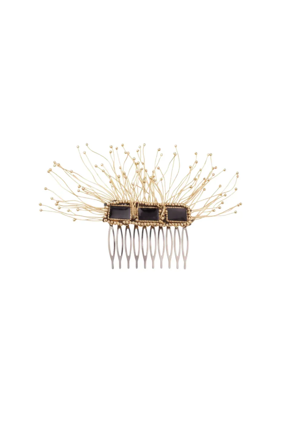 House of Tuhina Baisa Gold Coral Comb molletta nero